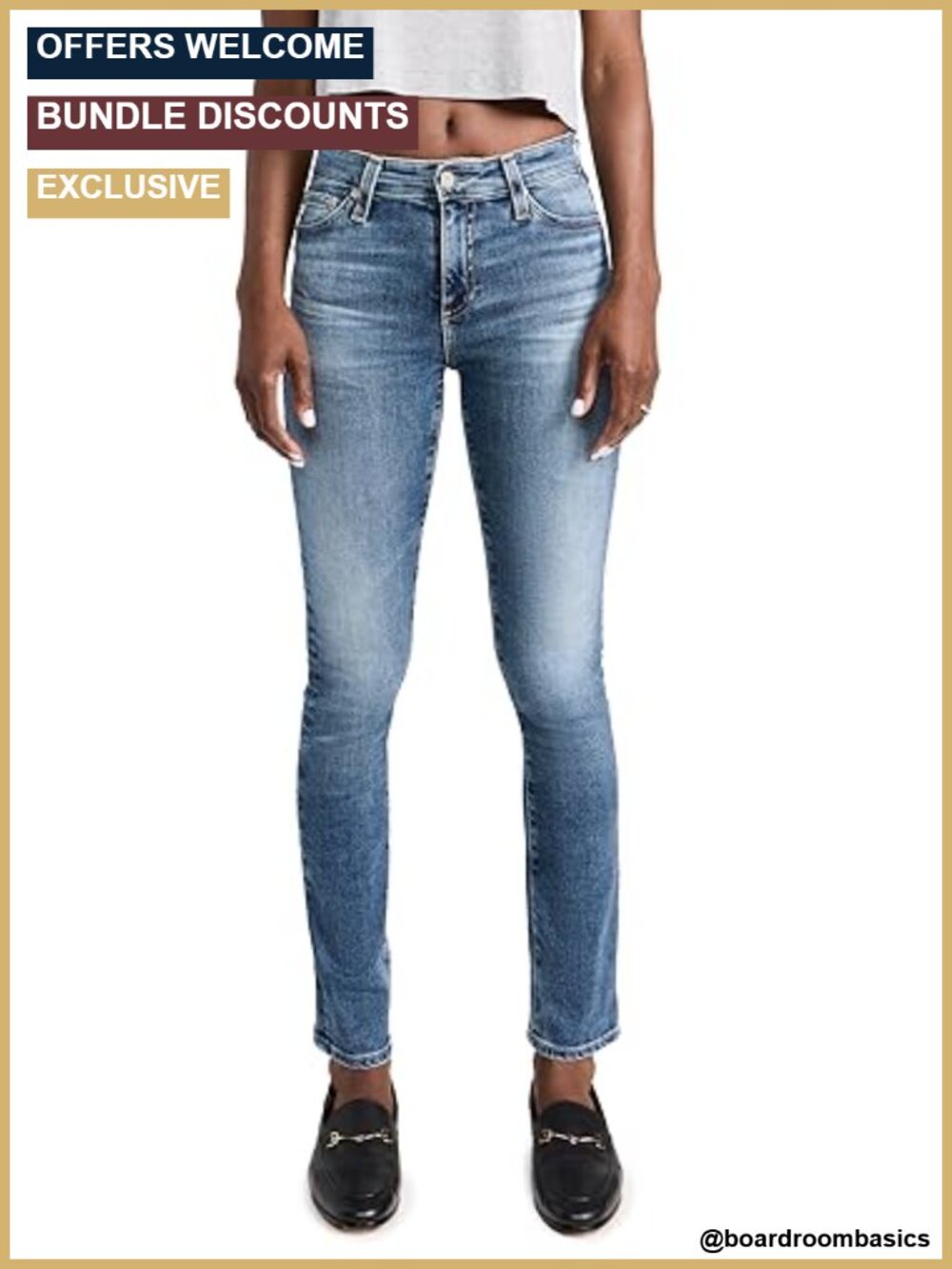 High Rise Slim Straight Jeans for Women Cotton Spandex Stretchable